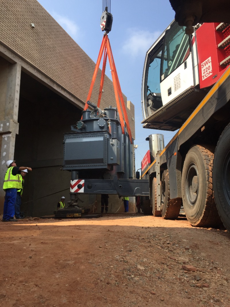Heavy-lift transformer placement at a power-project substation