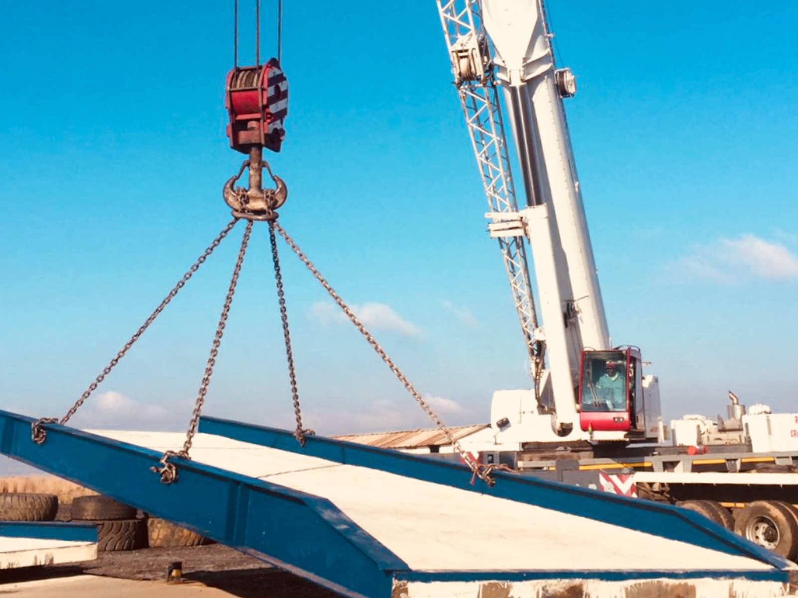Mobile crane on a corporate hotel job site